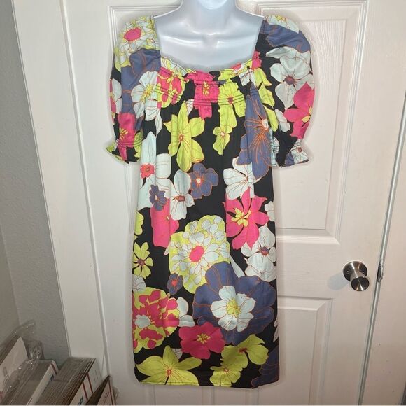 Modcloth Smocked Mini Dress Summertime Garden Stories Honolulu Floral M NWT - Picture 9 of 13